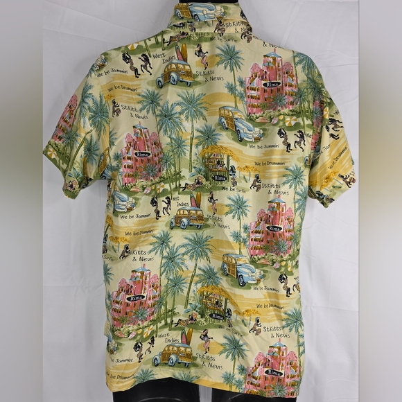 Rima Tropical Island Print Short Sleeve Button Down Shirt Size Small BY-1418 - Picture 5 of 9